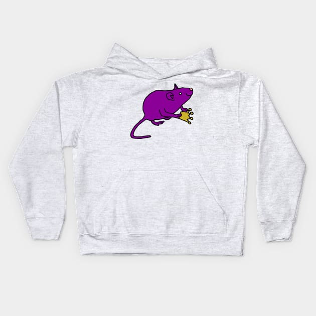 Purple Rat Holding a Crown Kids Hoodie by ellenhenryart